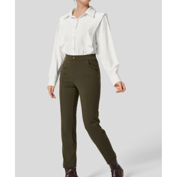 Halara Collared Button Long Sleeve Casual Shirt Sz XS Womens White Work Blouse - Picture 8 of 10